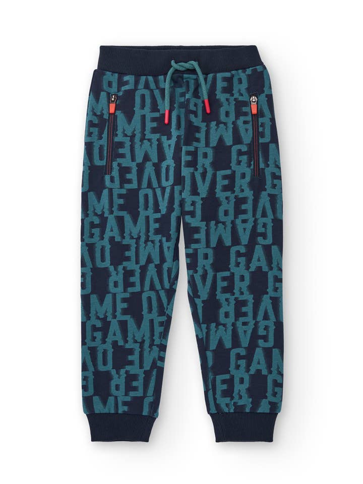 Jogger pour garçon avec imprimé "Game Over" en bleu marine pour la vente par tuc tuc