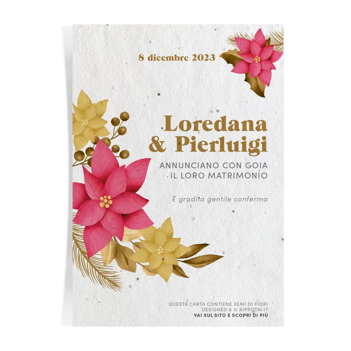 Set of 8 Semi Paper Christmas Wedding Invitations - Romantic Christmas for wholesale by Rippotai