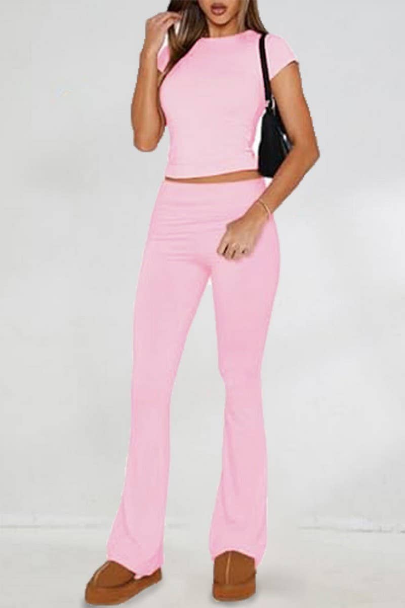 NINEXIS - Wholesale Top & Pant Set (NOT Loungewear) - Women's - CWSTB0449_Round Neck Short Sleeve and Pants set4