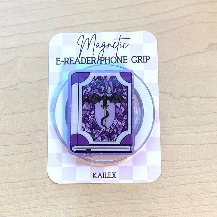 Purple Dragon Book E-Reader, Phone Grip for all Devices - Magnetic or Adhesive for wholesale by Kailex Boutique Wholesale