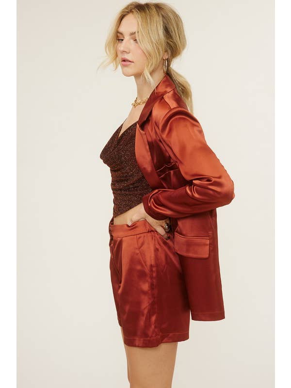 Mimosa - Wholesale Top & Short Set (NOT Loungewear) - Women's - Satin Blazer and Shorts Matching Set11