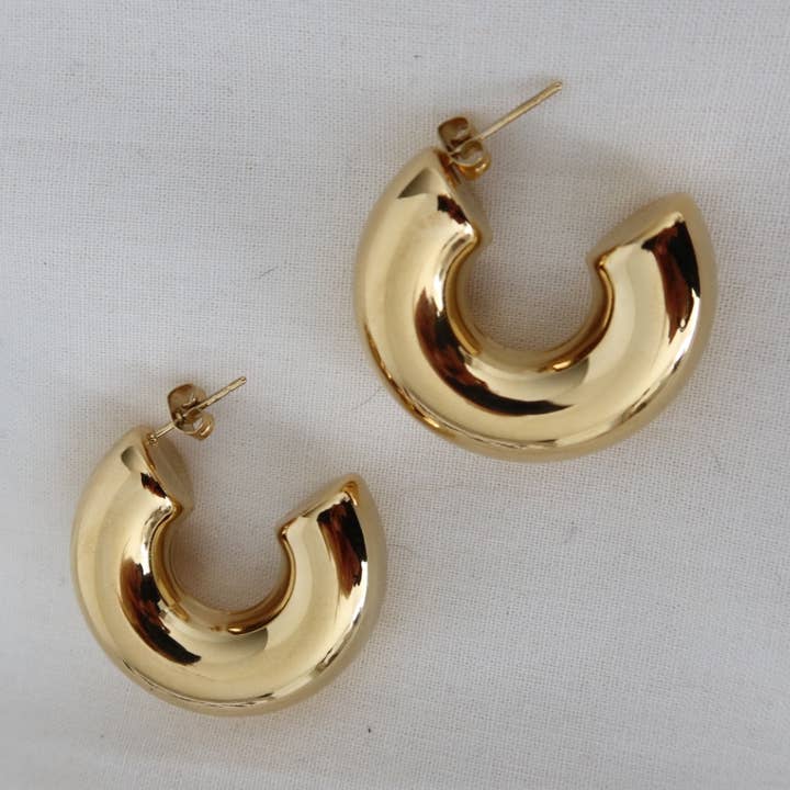 gold chunky hoops for wholesale by Surf Beni