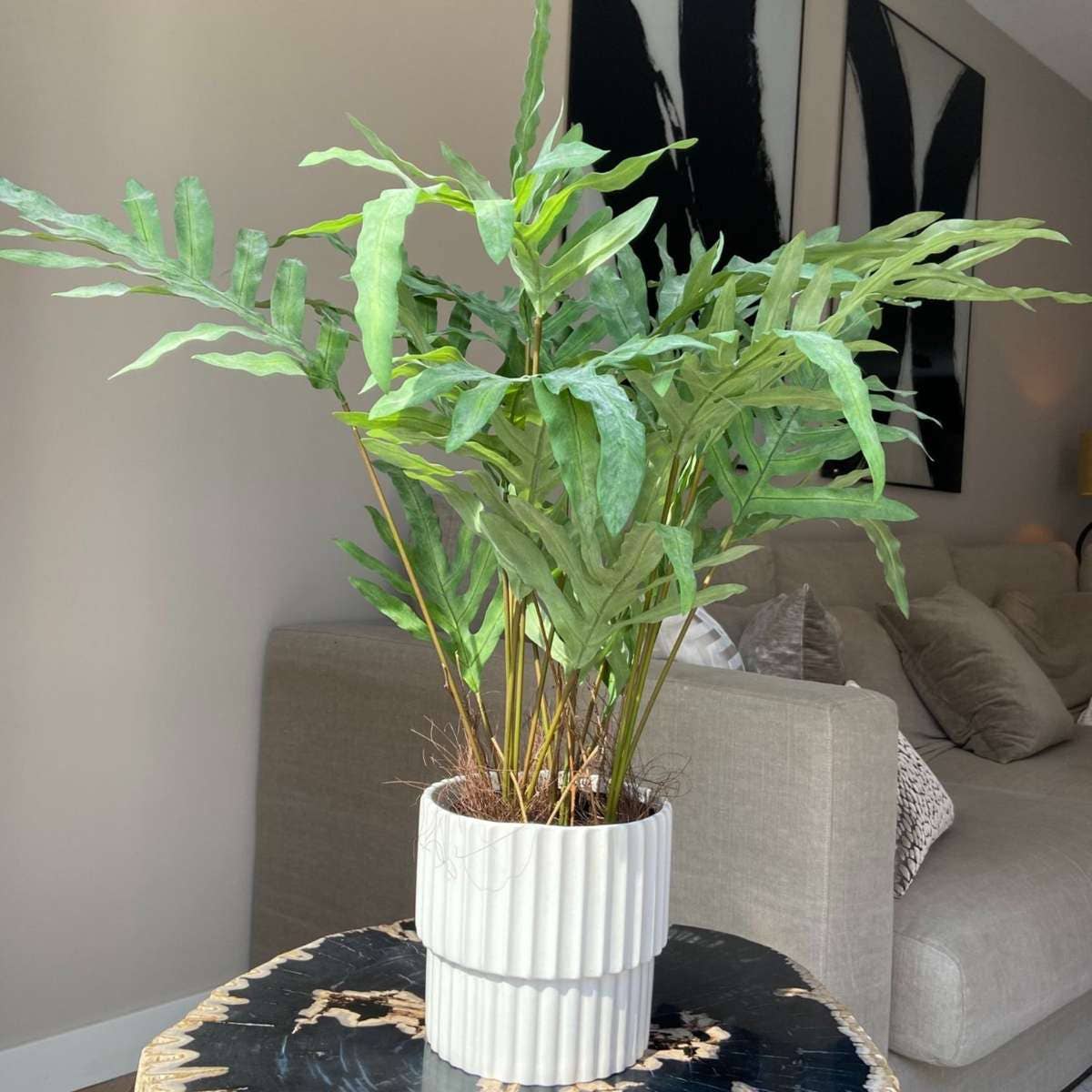 Oasis of Life - Vendita all'ingrosso Piante artificiali - Felce artificiale – 80 cm di altezza – Pianta artificiale premium – Felce realistica in blu-verde – Senza manutenzione e durevole – Per soggiorno, ufficio e decorazione moderna.5