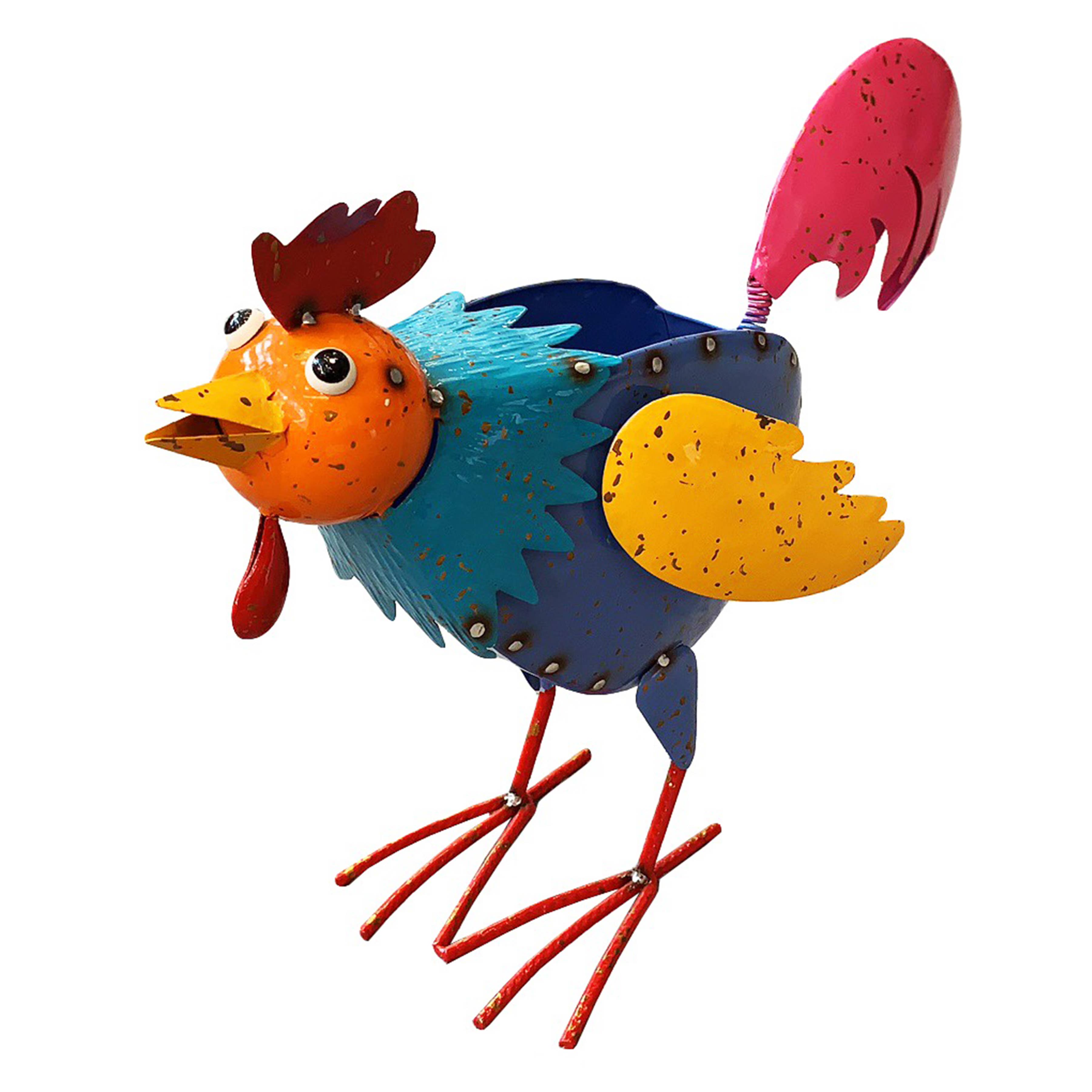 Continental Art Center - Vente Pot - Pot de coq en métal peint et émaillé bleu3