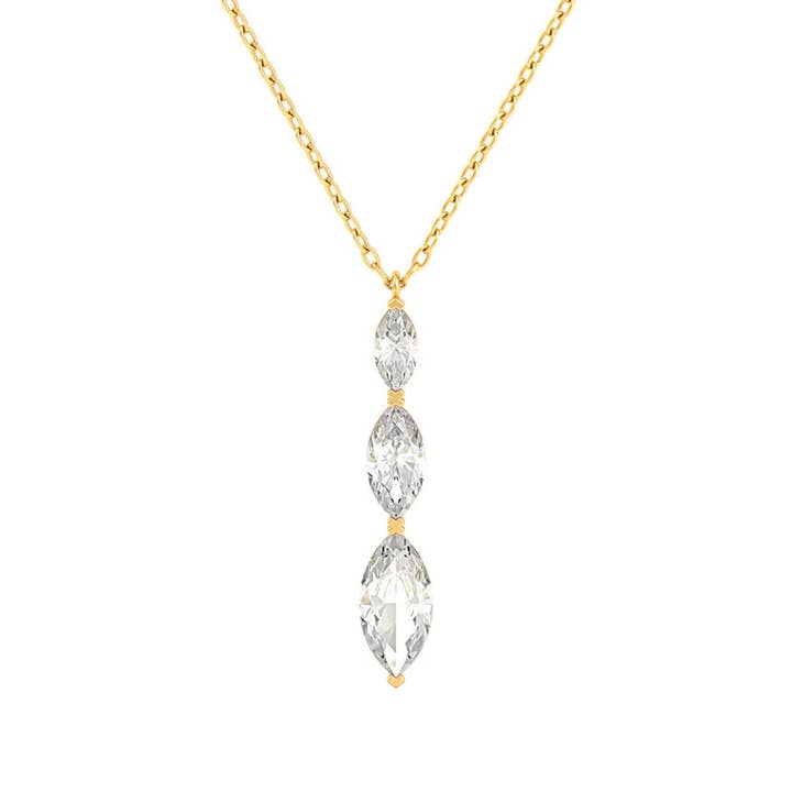 Collier pendentif en or jaune 18 carats avec topaze blanche marquise pour la vente par Doré D’or - 18K Solid Gold Fine Jewelry