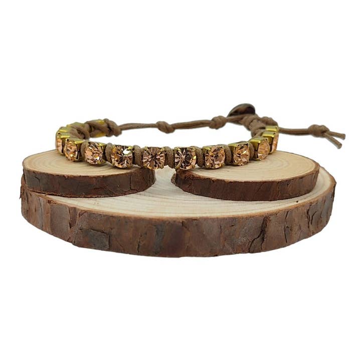 Pulseiras de Corrente de Cristal Grande - Lt Peach por atacado de QUÉ MÁS JEWELS