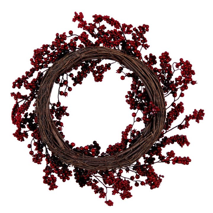 Vickerman 24" Red Outdoor Berry Wreath for wholesale on Faire