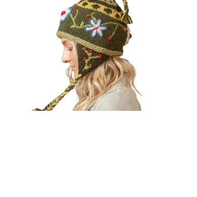 Earth Divas - Wholesale Fashion Headband - Women's - Wool Knit Headband with Ear Flap and Embroidered Flowers2