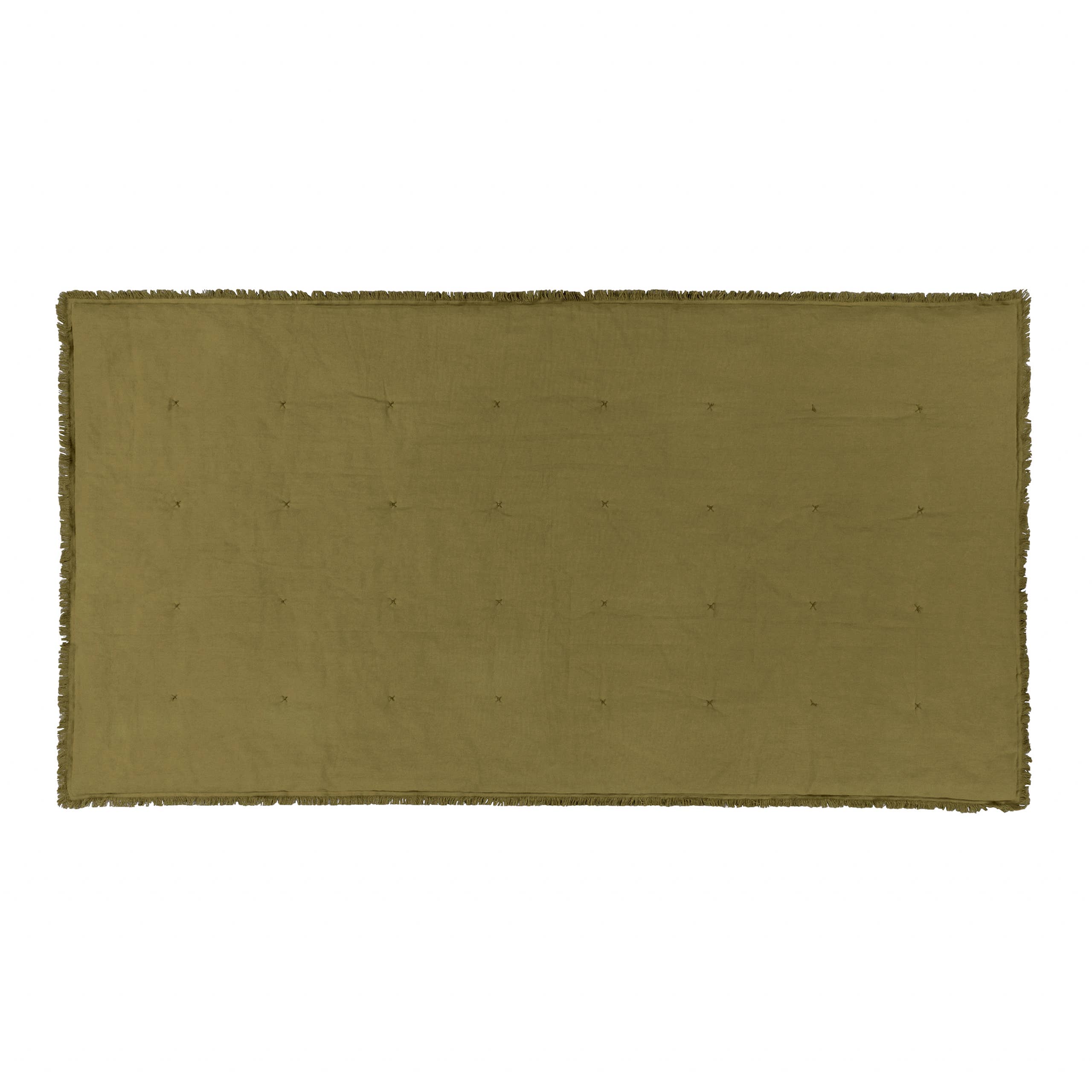 Muschio Coperta Trapuntata Jaye in Velluto di Cotone, Colore Moss in vendita all'ingrosso su Faire3