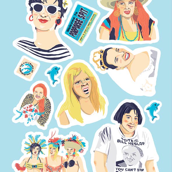 Amy Blue Illustration - Wholesale Sticker - Muriel's Wedding Vinyl Stickers2