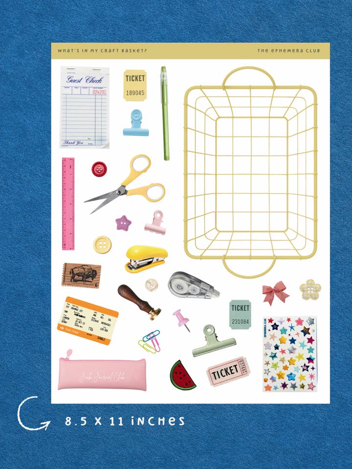 Large Craft Basket Sticker Sheet for wholesale by The Ephemera Club