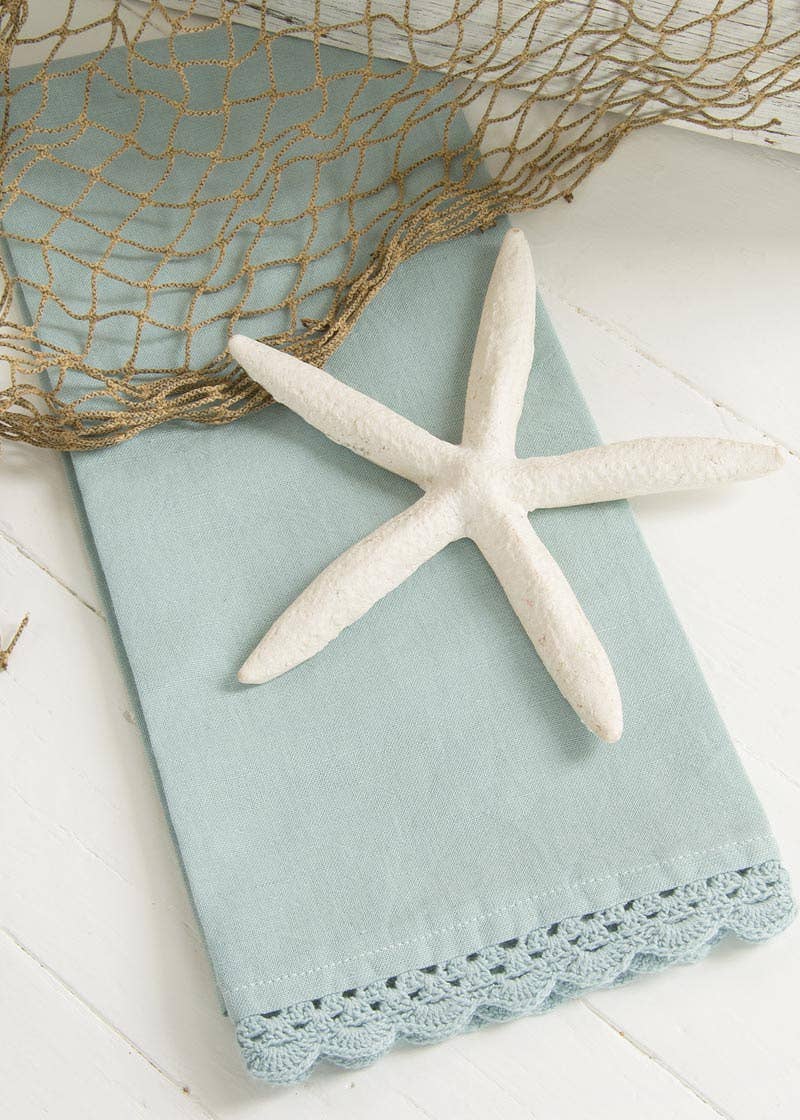 Heritage Lace - Wholesale Tea Towel - Newport 17x26 Blue Cotton Linen Coastal Cottage Tea Towel