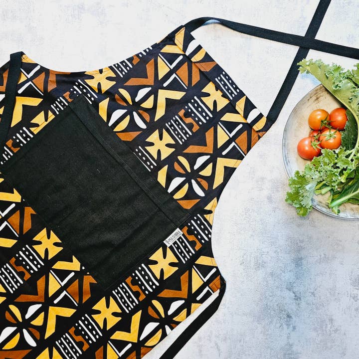 Mashona Collections - Wholesale Apron - Handmade Bogolan Print | African Print Apron with Pocket