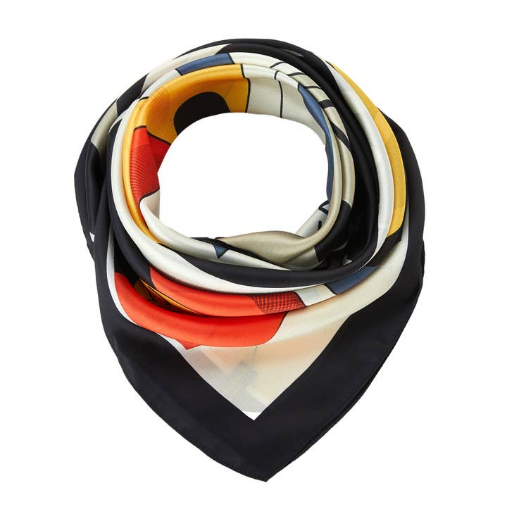 Black Zoé Pelican large silk square for wholesale on Faire4