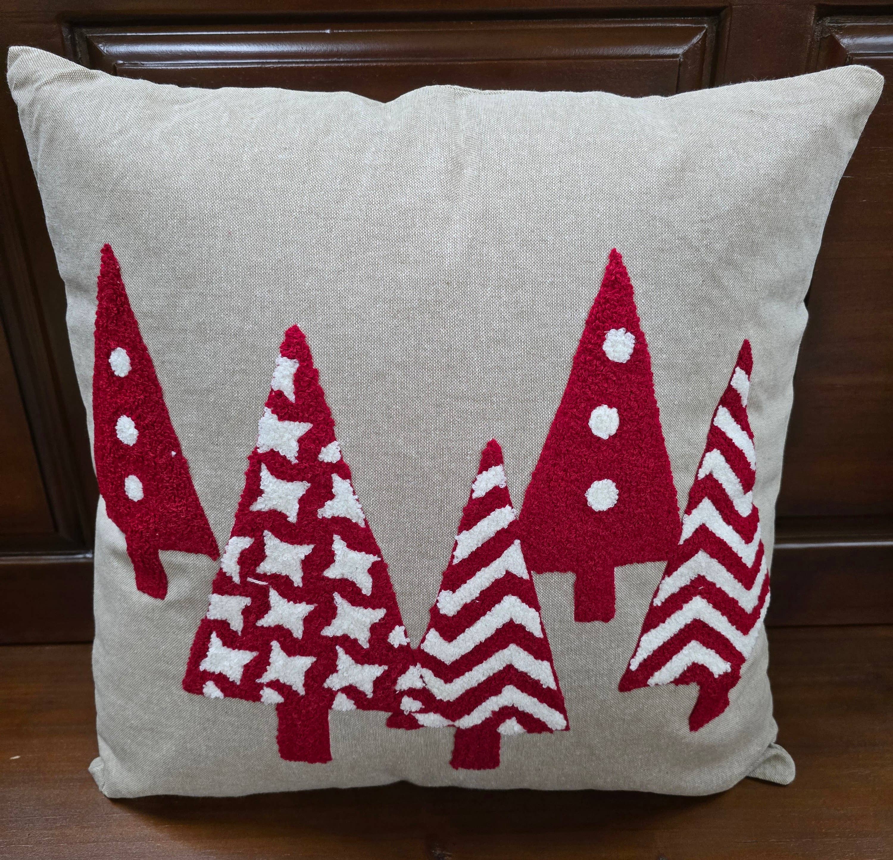 Wholesale Home Decor - Wholesale Decorative Tabletop Object - Square Red Tree Pillow 15.5x15.5x1in0