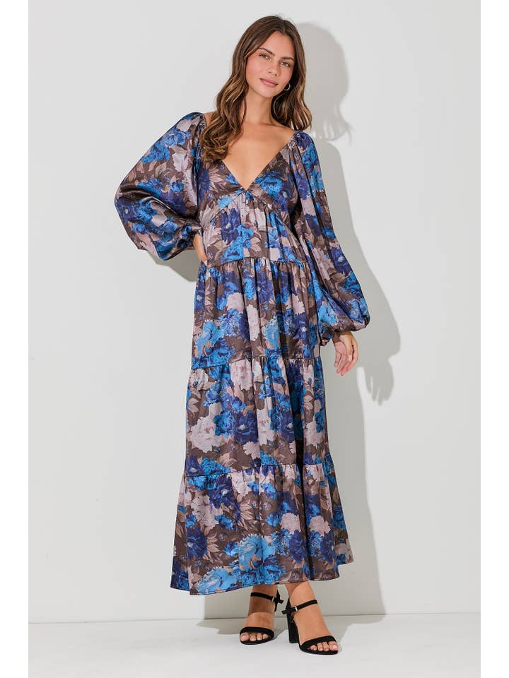 Baevely by Wellmade USA - Wholesale Dress - Women's - PRINTED FLORAL TIERED MAXI DRESS