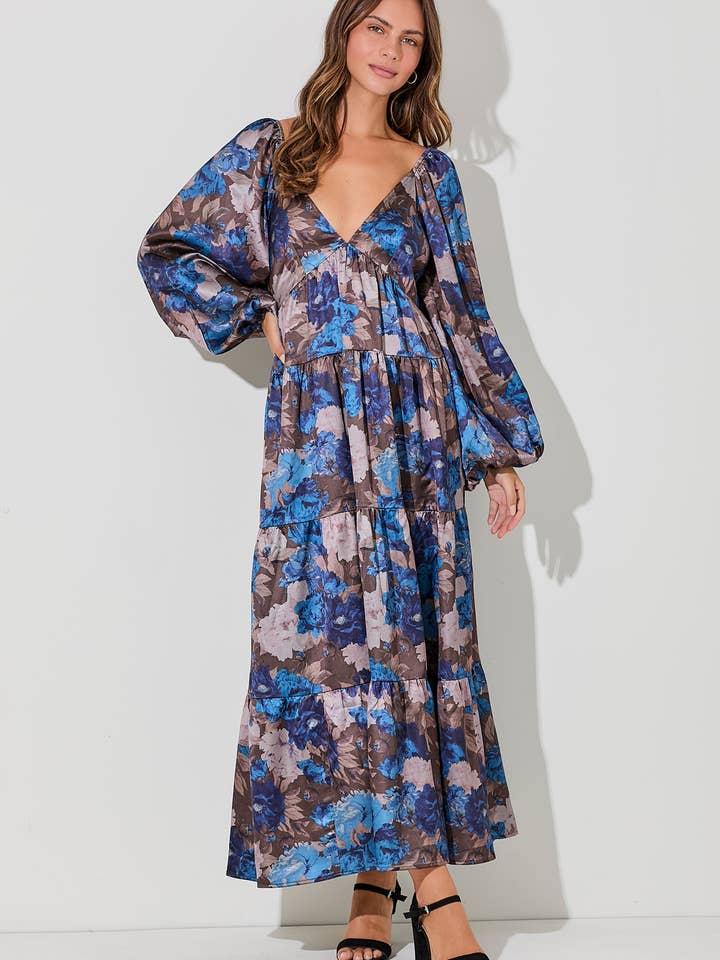 PRINTED FLORAL TIERED MAXI DRESS for wholesale by Baevely by Wellmade USA