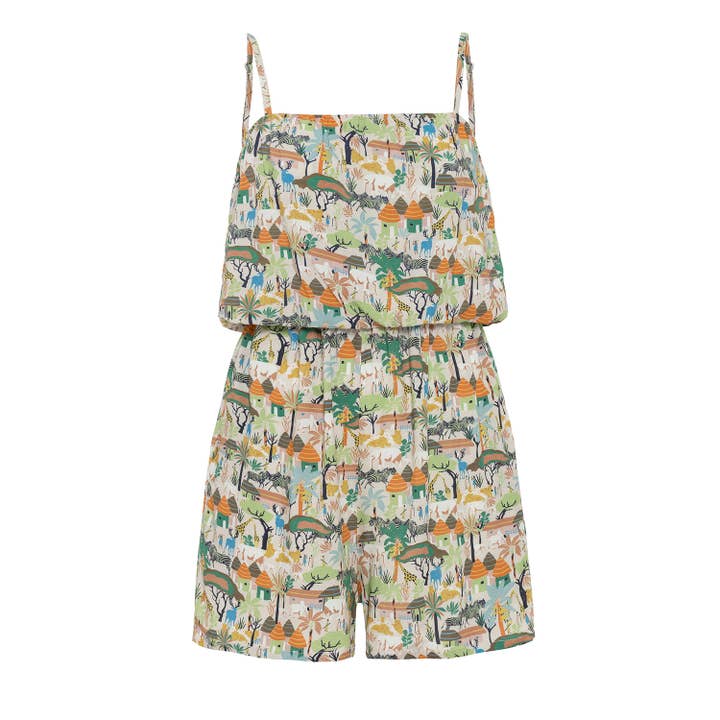 Savannah Patterned Strappy Short Jumpsuit for wholesale by anou anou