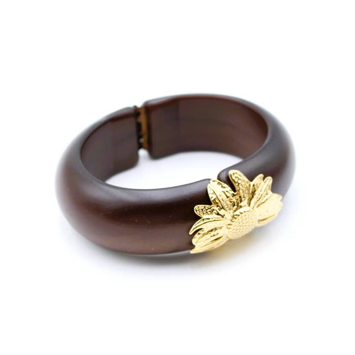 Reference Mode - Wholesale Bangle Bracelet - Trendy matte resin bracelet - steel flower