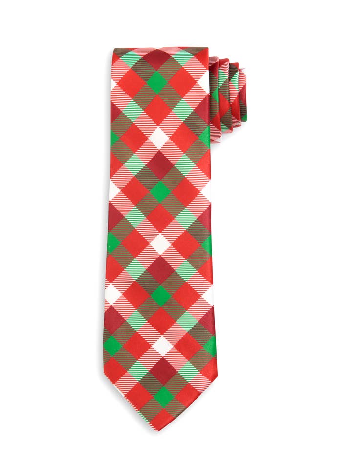 Festive Plaid RedGreen Christmas Holiday Child Tween Necktie for wholesale by Tripp's Ties