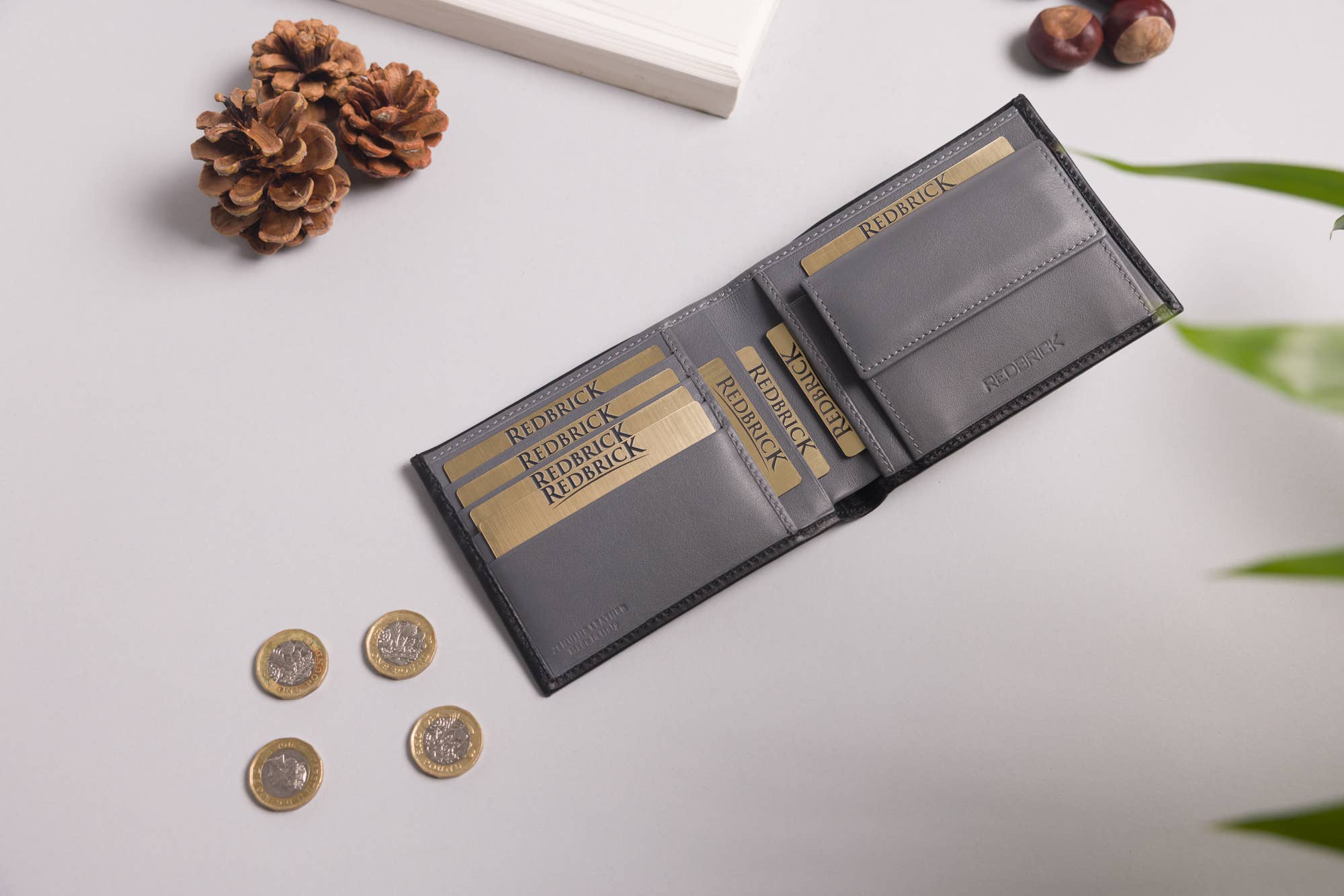 Redbrick – wholesale Wallet - Men’s – Redbrick Italian Black & Grey Bifold Leather Wallet2