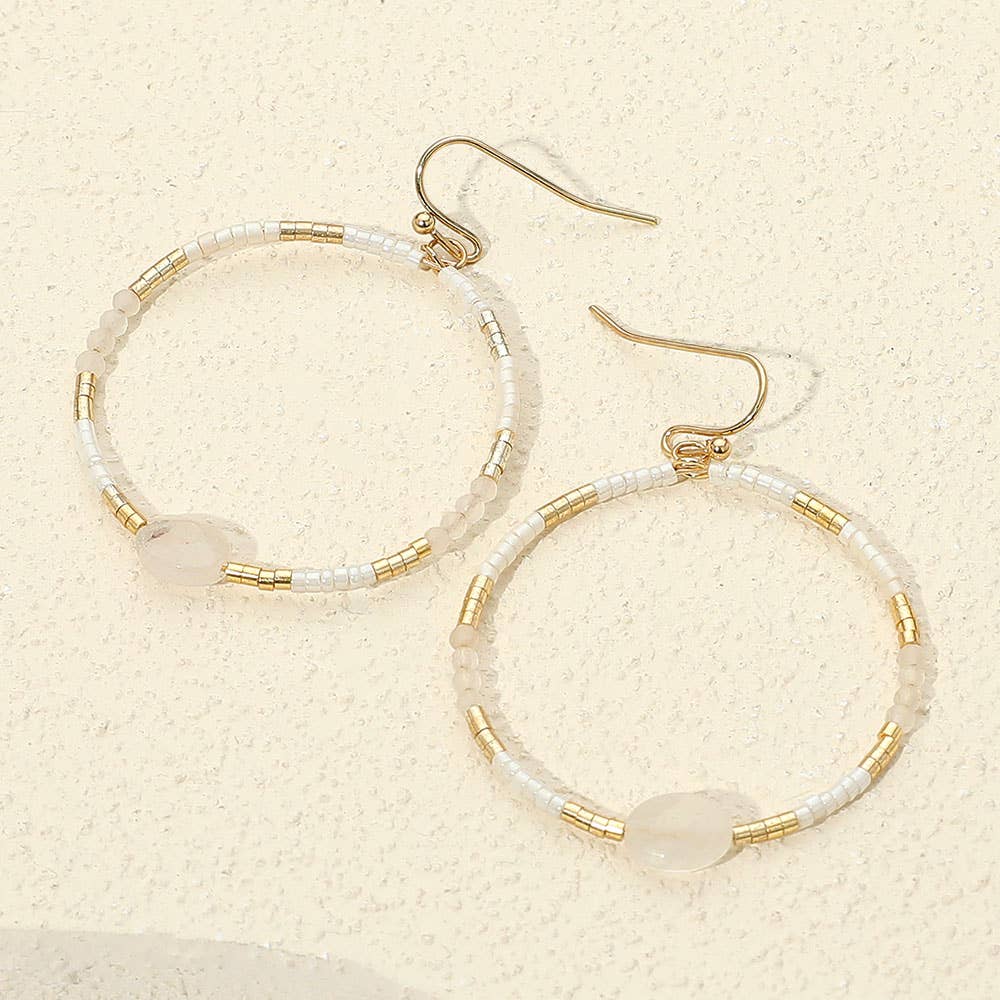 Sensibling Corp. – Engroshandel Hoops – Facetteret oval perle accent heishi perlede åbne ring dingle øreringe2