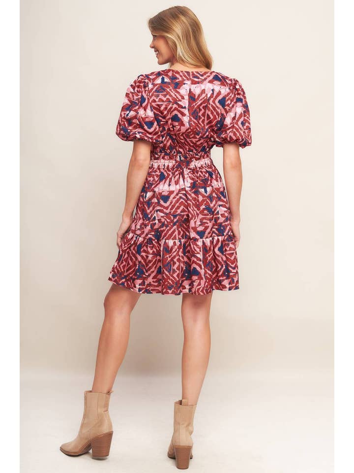 BROWN NAVY A printed woven mini dress - ID21505 for wholesale on Faire2