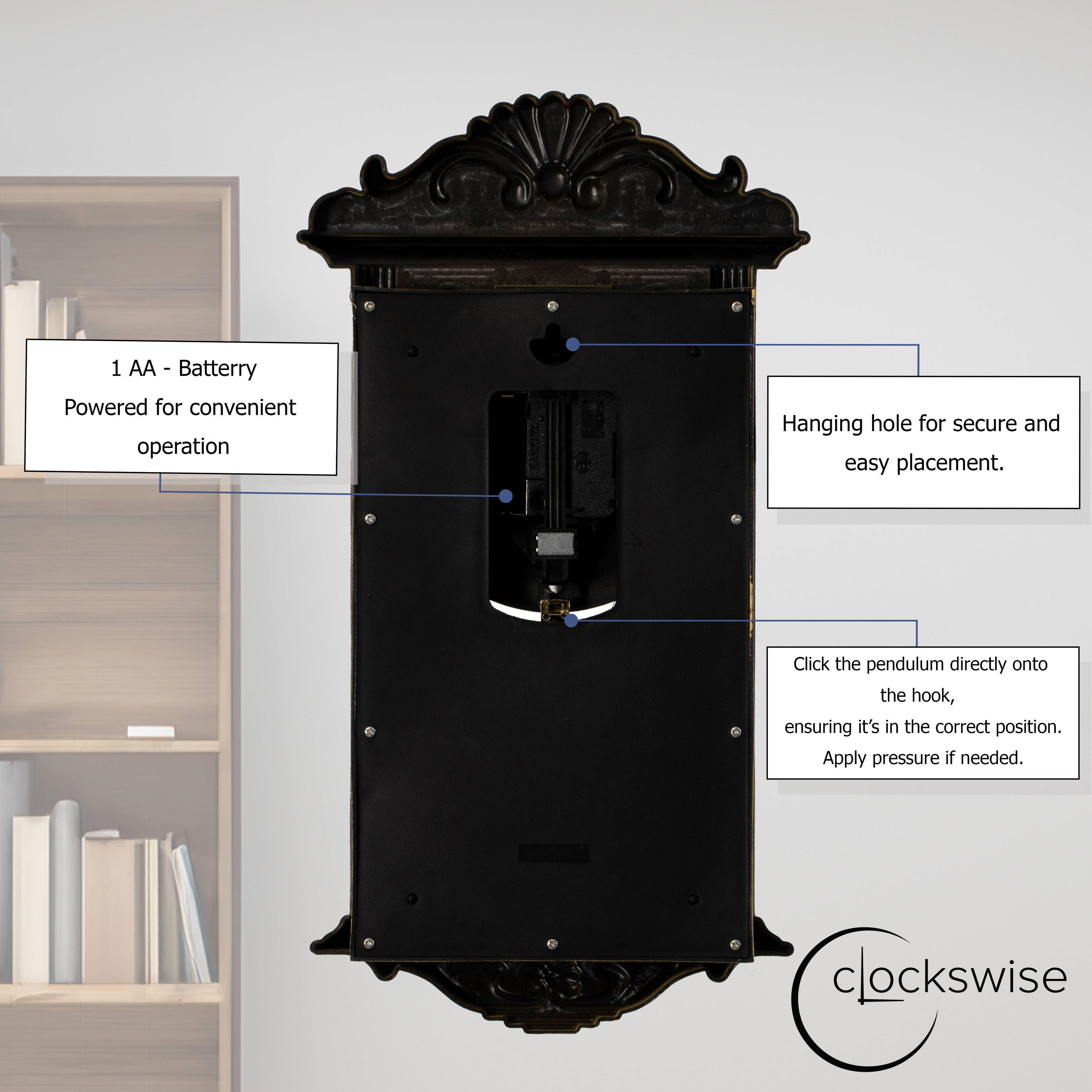 Quickway Imports - Wholesale Wall Clock - Vintage Grandfather Wood Looking Plastic Pendulum Wall Clock17