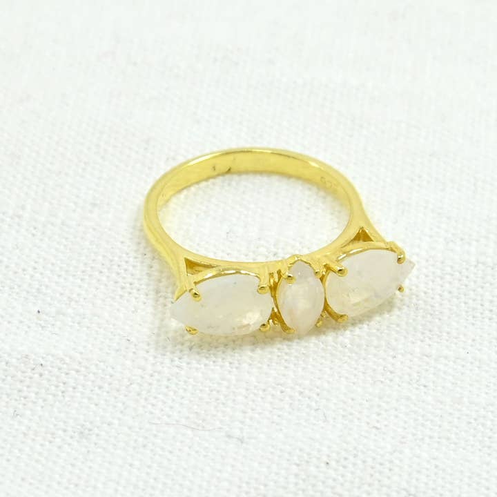 Schmuckoo Berlin - Wholesale Multi-Stone Ring - Boho Ring Gold Silver 925 - Rainbow Moonstone