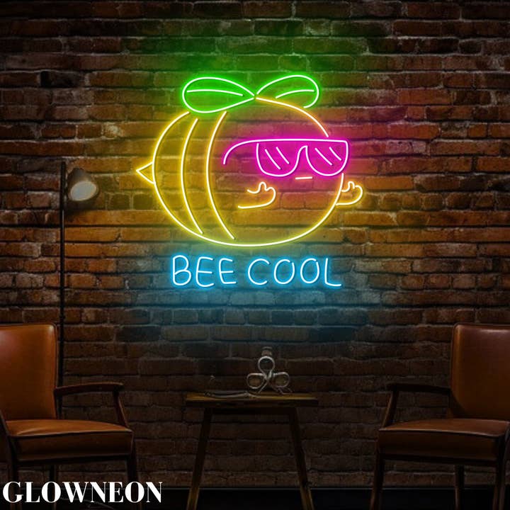 Glow Neon - Wholesale Neon sign - Bee Cool Led Sign, Bee Farm Wall Art, Honey Bee Shop Decor1