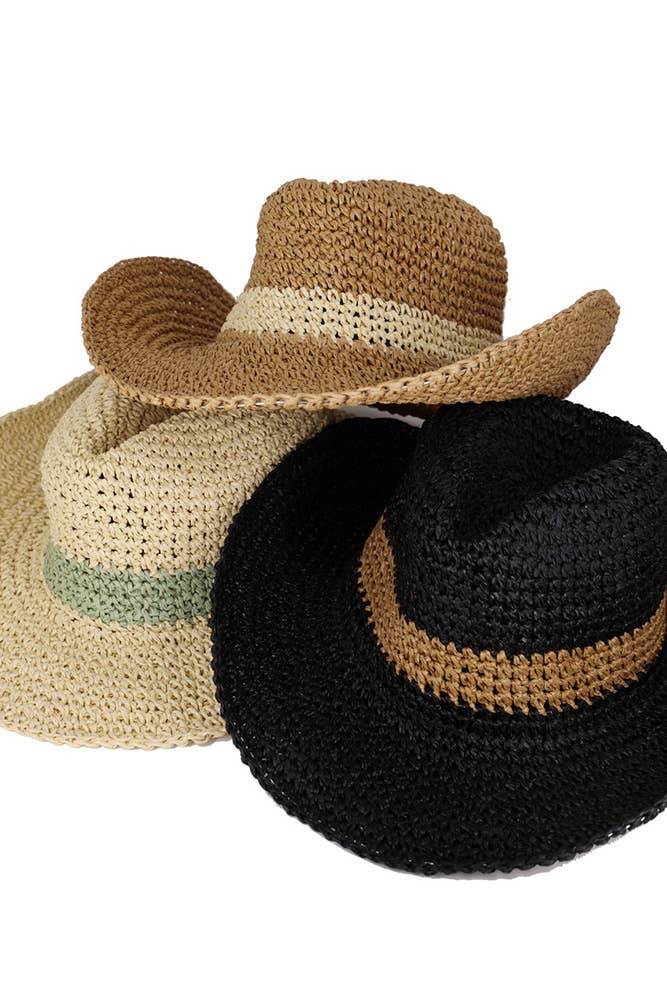 Hana - Wholesale Cowboyhoed - Dames - Two Ways Shapes tweekleurige cowboyhoed van stro10