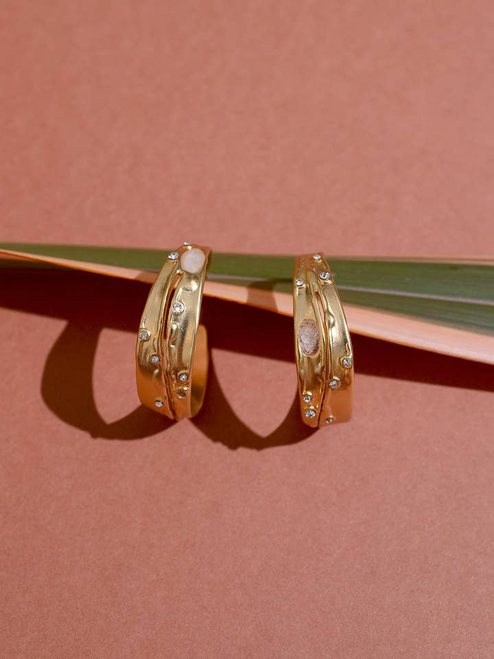 Sprinkled Stones Hoop Earrings for wholesale by Rare Matters Jewelry