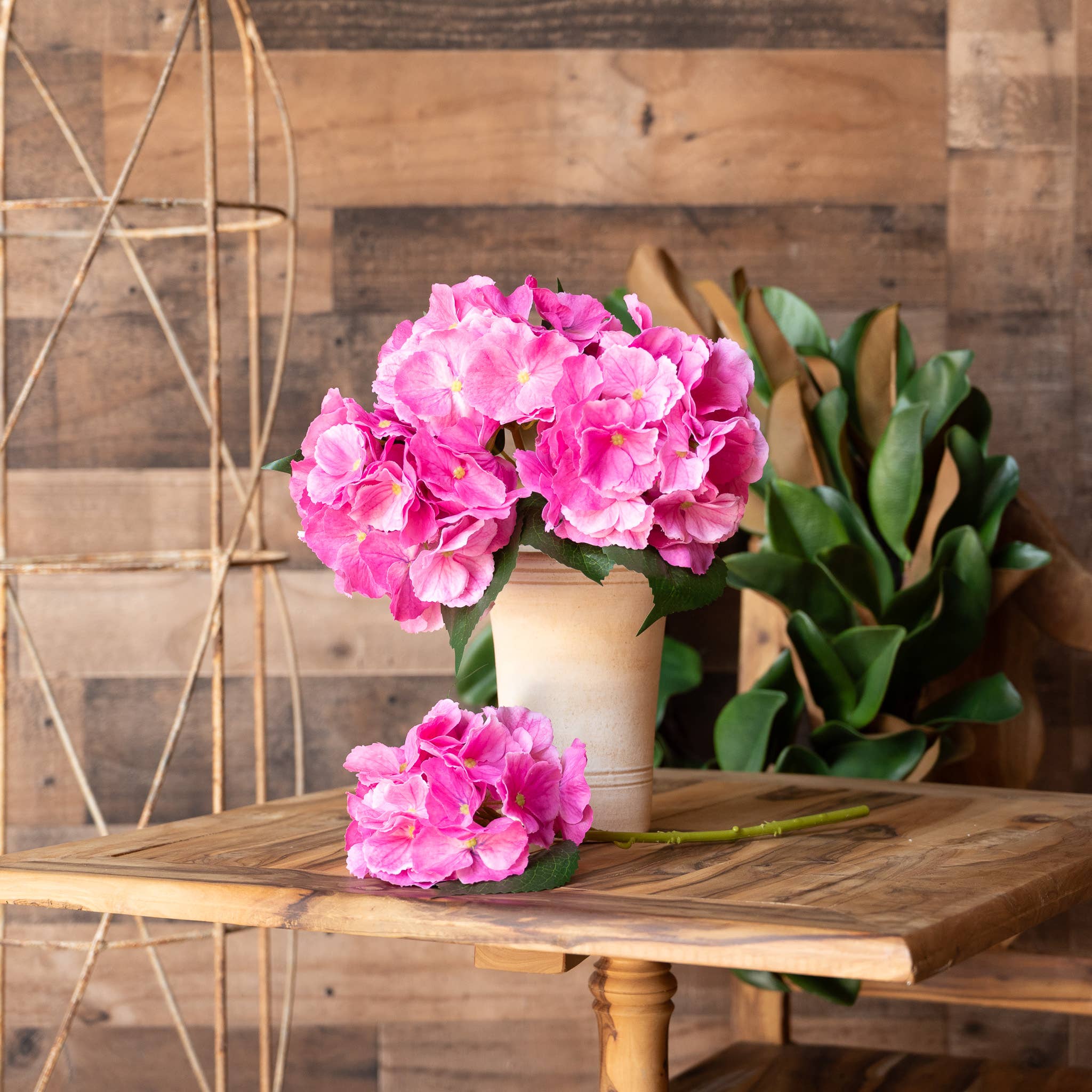 Mills Floral Company - Wholesale Artificial Flowers - Real Touch Hydrangea - 14 Inch - Pink2