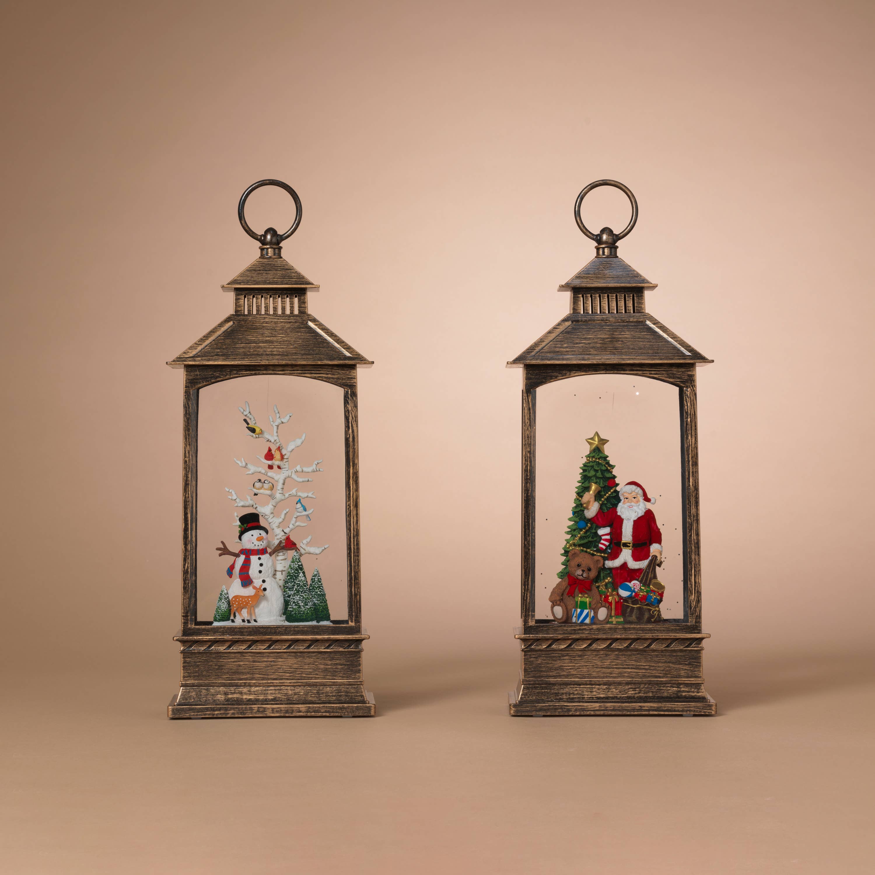 The Gerson Companies - Wholesale Christmas Decoration - Gerson Christmas 14"H B/O Lighted Spinning Water Globe Lante1