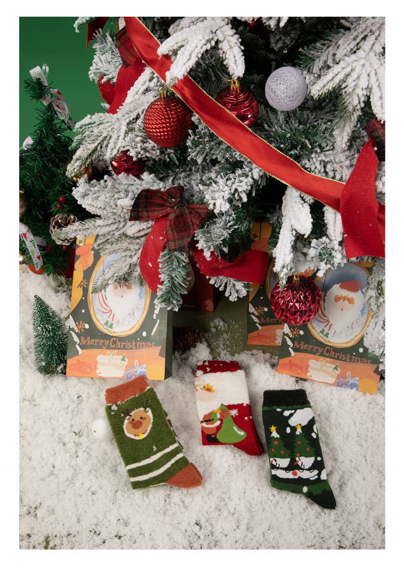 Sacchetto regalo - 3 paia Sacchetto regalo per 3 paia di calzini natalizi spessi e caldi di media lunghezza in vendita all'ingrosso su Faire11