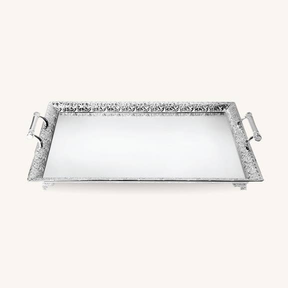 Forsølvet Menorah bakke med spejlet top for engroshandel hos Ner Mitzvah