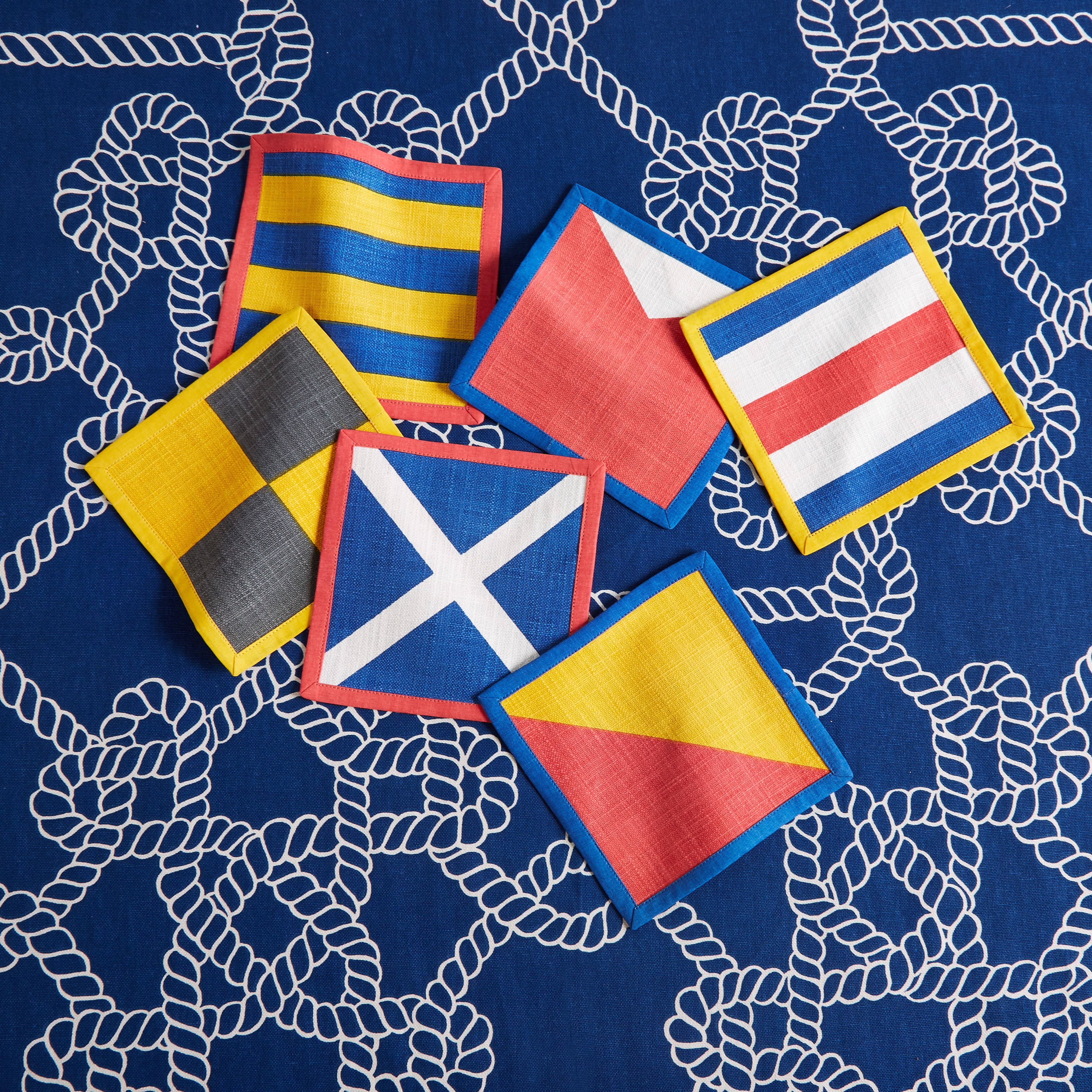 THOMASPAUL - Vente Serviettes de table en tissu - LOT DE 6 SERVIETTES DE TABLE À COCKTAIL MARITIME2