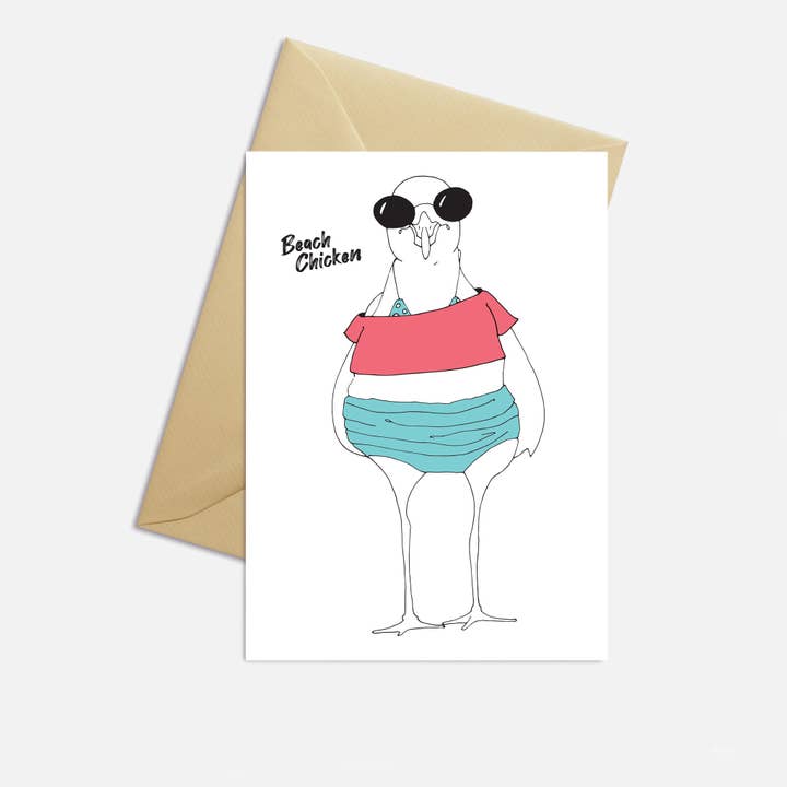 Here On Lake Huron - Vente Carte de vœux classique - Carte de voeux Summer Fun Card Beach Chicken