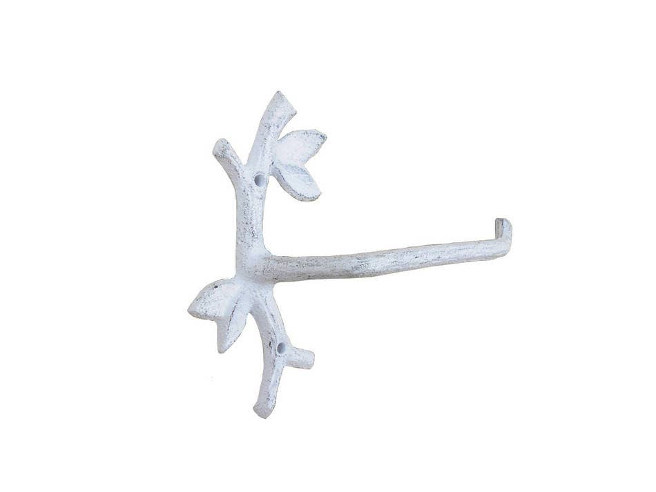 Hampton Nautical - Vente Porte-rouleaux de papier toilette - Porte-papier hygiénique 9" en fonte blanchie à la chaux1