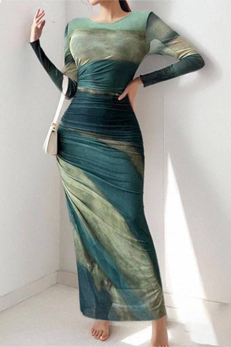 Mccolin - Vente Robe – femme - Robe décontractée à manches longues et imprimé abstrait5