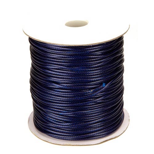 Waxed cord, 80m roll, 2mm, blue for wholesale by EHAWA