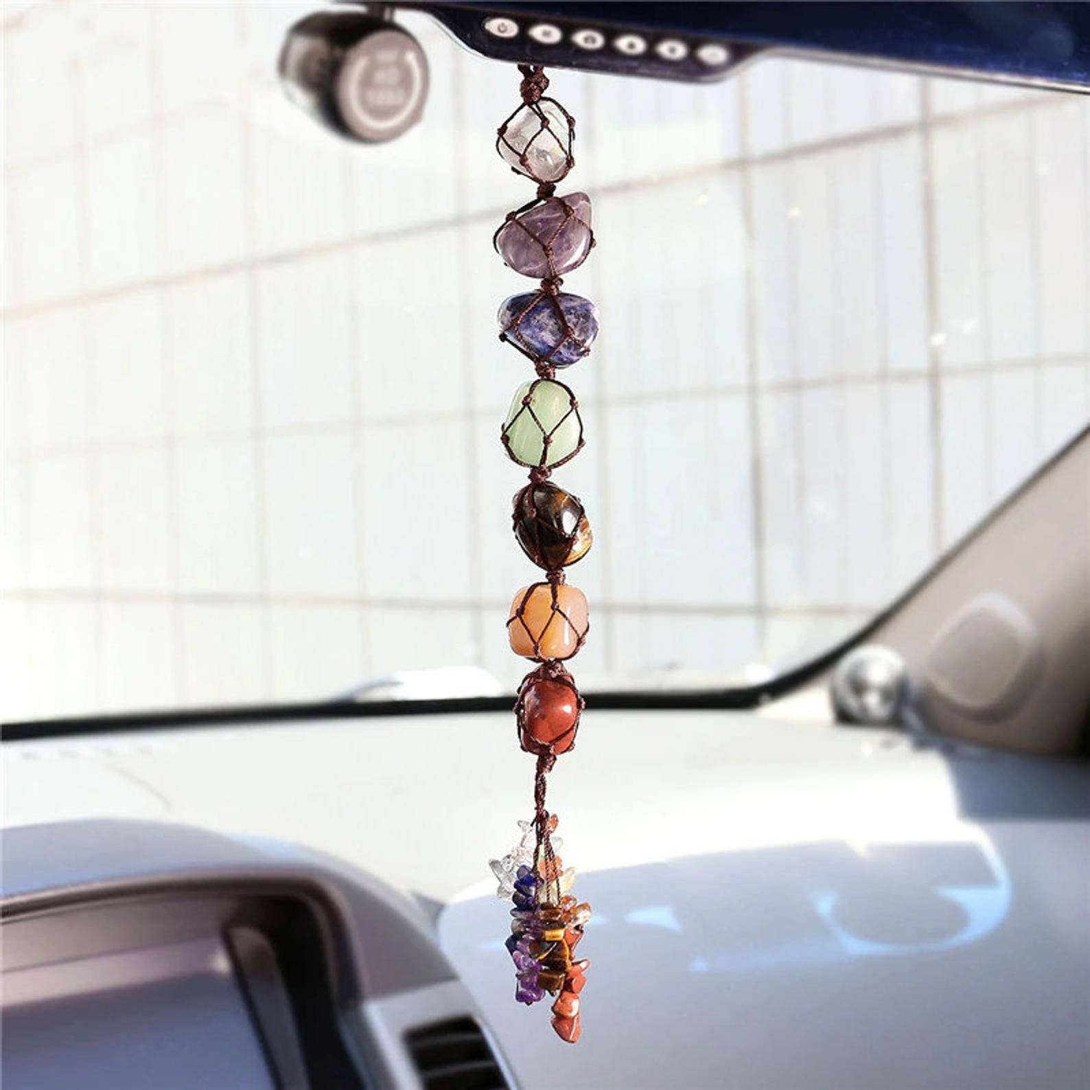 Liv Rocks - Wholesale Car Decorative Charm - Unisex - Car Rear View Mirror Hanging Crystal, 7 Chakra Tassel Chime1