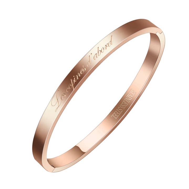 Reference Mode - Vente Bracelet jonc - Bracelet acier inoxydable avec message Les copines d'abord