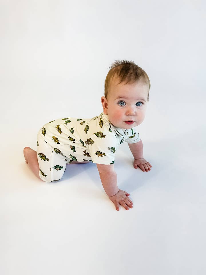 Lake Fish - SS Polo Romper for wholesale by Goosies