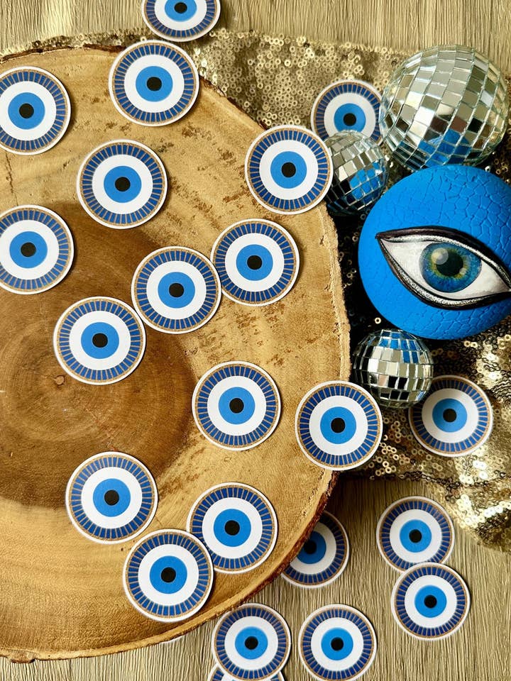 Eye Confetti (Qty. 30)| Blue Eye Party Decor| No Bad Vibes Decorations| Evil Birthday Decor| Eye Party Decor| Mediterranean Party Decor for wholesale by The Haus of Holly
