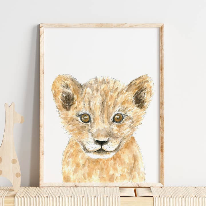 Baby Lion Art Print for wholesale by WLDFLWR Studio