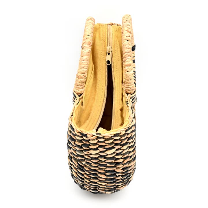 Art Floral Trading LLC – Mala com alça superior – Mulher por atacado – Saco de compras/Mala de mão-Pequeno-Natural e preto4