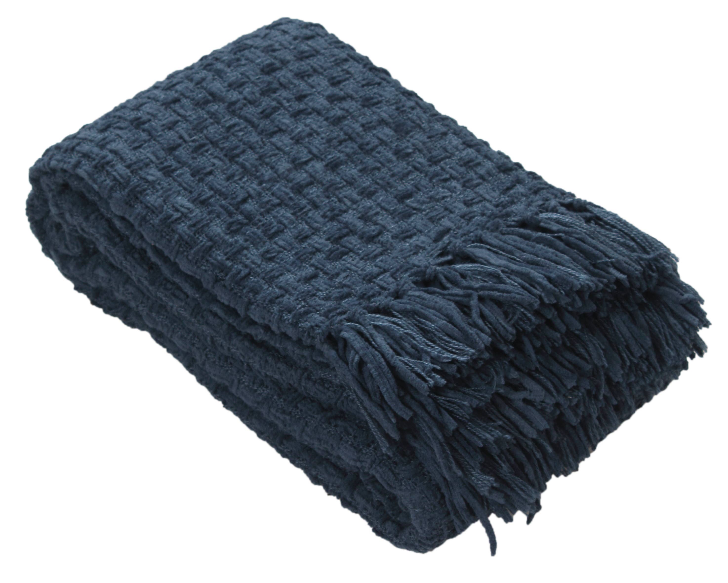 Fabstyles - Venta al por mayor Mantas de sofá - Manta Fabstyles tejida en chenilla con diseño de cesta, 127x152 cm (50x60 pulgadas)25