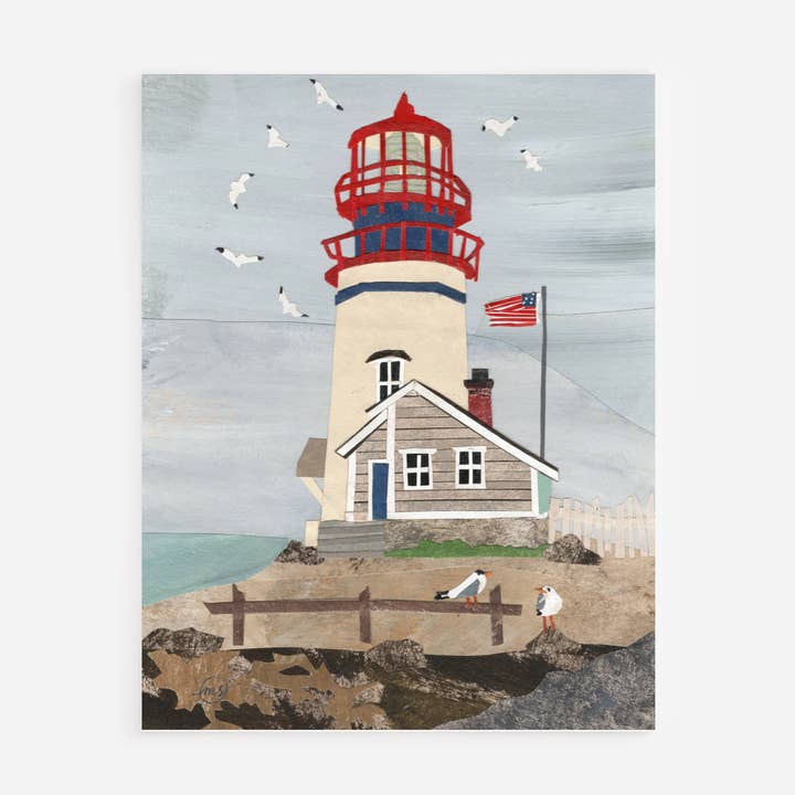 Maine Vuurtoren Notitiekaart voor wholesale door Mandy Warhol Fine Art