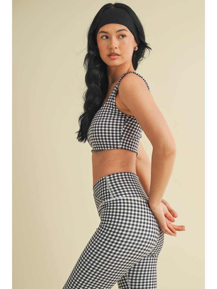 KIMBERLY C - Wholesale Sports Bra - Women's - Gingham Print Ruched Bra Top56